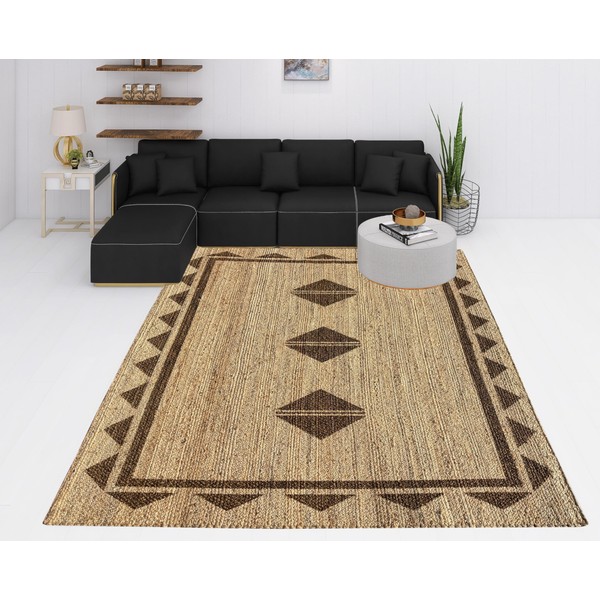 MAARSA WEAVES Hand Crafted Natural Jute Area Rug, 100% Jute,