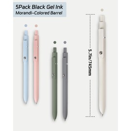 ACEES Gel Pens, 5Pcs 0.5mm Fine Point Black Ink Pens With Smooth Wirting,Qucik Dry Pens For Journaling, Cute Nice Aesthetic Pens, Office School Supplies for Women Men Student(Morandi)