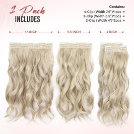 ZQIAN BEAUTY Extensiones De Cabello Rubio Ceniza - Extensiones De Cabello Sintético Ondulado De 35 Cm Con Clip Para Mujeres Y Niñas (Color: Rubio Ceniza Mixto, Rubio Beige)