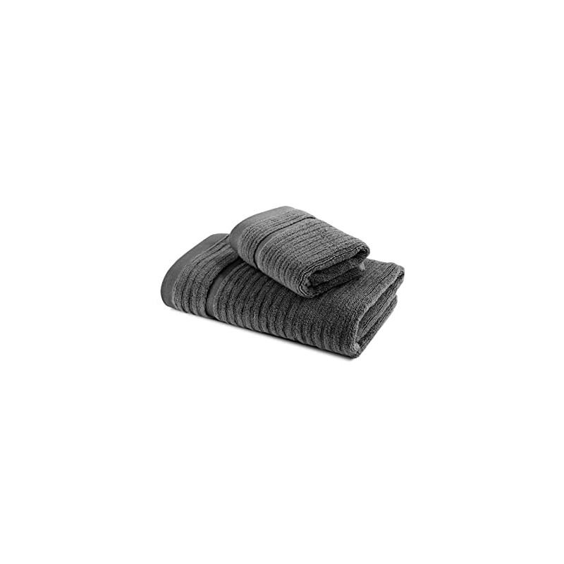 Caleffi 73859 Hand Towel with Guest Towel Cotton Stripe Anthracite