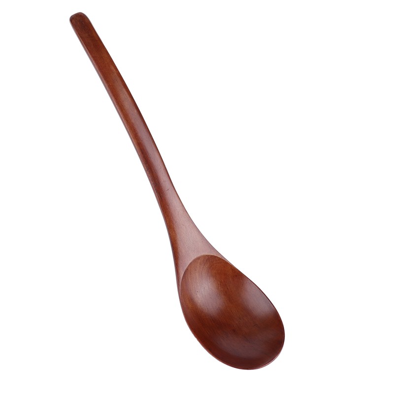 5Pcs Wooden Soup Spoon with Curved Handle Multi Purpose Rice