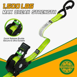 STARLEAPARTS Retractable Ratchet Straps (4PK 1.0INX12FT) - 1,500lb Break Strength, Heavy Duty with Rubber Coated Handle, Perfect for Motorcycle, Kayak and Trucks