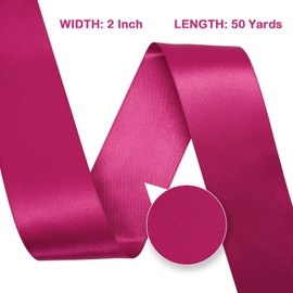 LoomJoyz Double Sided 50 mm Rose Pink Satin Ribbon 45 Metres Satin Ribbon Ideal for Gift Wrapping Bouquet Crafts Weddings Floral Arrangements Bows