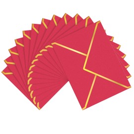 30 Pack 5x7 A7 Envelopes for Invitations, 250g Shimmer Cardstock 4x6 Business Envelopes with Gold Foil V Flap & Sealer, A6 Mailing Red Envelopes for 4x6 Cards Wedding Baby Shower Business(Rose Red)