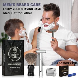 Dual-Blade Safety Razor Set With Magnetic Head & 110 Blades, Shave Brush & Razor Stand - Precision Shaving, Reusable & Plastic-Free Shaver, for Beard, Head, Leg Shaving for Men Women - Pro Max Silver