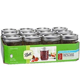 Ball Quilted Crystal Jelly Jar with Lid and Band, Regular Mouth, 8 Ounces, 12 Count