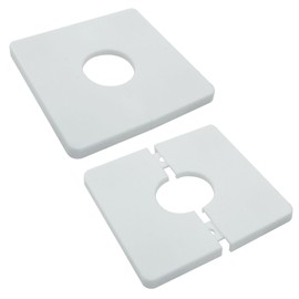 Waziaqoc 2 Pcs Wall Split Flange, ABS Square Self-Adhesive Escutcheon Plate Buckles for 1.04 Inch/26 mm Diameter Pipe, White