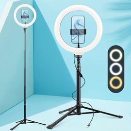 Dimmable 10 Inch LED Ring Light With Adjustable Tripod, Ring Selfie Light With Phone Holder, USB Powered, Great For Live Streaming And Photography, Makeup Cellphone Smartphone