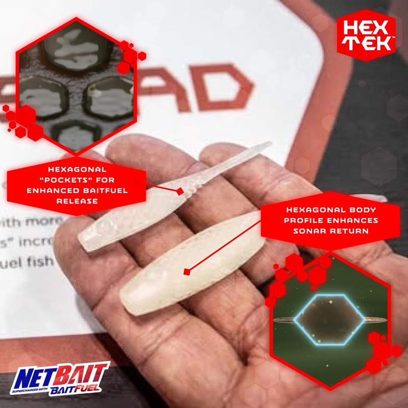 NetBait HexTek Supercharged with BAITFUEL 3'' EKO Shad - Real