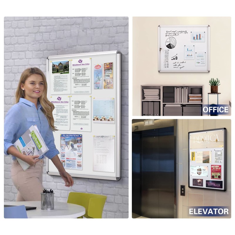 SWANCROWN Enclosed Notice Board Magnetic Bulletin Boards for Office with