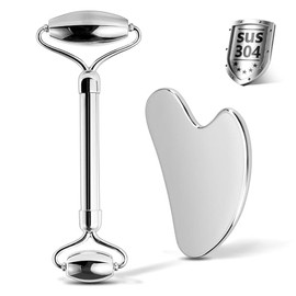 Stainless Steel Facial Roller & Gua Sha - Metallic Gua Sha, Gua Sha Facial Tools 304 Stainless Steel, Face Body Treatment, Reduce Puffiness, Lymphatic