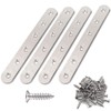 OBELON Heavy Duty Straight Bracket 153x20x3mm Mending Flat Plate Stainless Steel Metal Strip Braces with Screws for Wood Furniture Shelves Fixation, Silver, 4 Pack