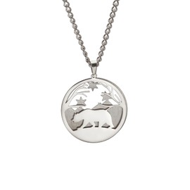 VASSAGO Animal Necklace for Women Girls Polar Bear Deer Wolf Necklace Engraved Nature Mountain Forest Star Snowflakes Moon Pendant Jewelry (Silver Polar Bear Necklace)
