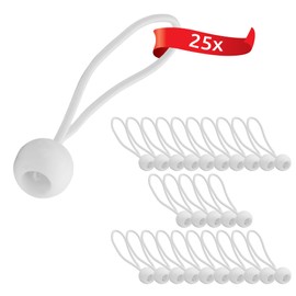 ECENCE 25x Rubber loops Expander slings Tent rubbers Tensioners Tarpaulin rubbers Tarpaulin tensioner with plastic ball White 81010107