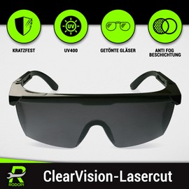 RODOPI ClearVision Laser Cut UV Safety Glasses Adjustable Safety Glasses Anti Fog EN 166 Work Safety Glasses Side Protection Overglasses Tinted Lab Glasses (3 Glasses)