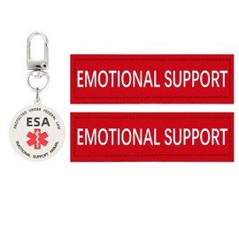MYDEERYOO Emotional Support Dog Patches 2 pcs, ESA ID Tag Easily Attach to Dog Collar, Harness (Red Small)