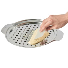Premium Stainless Steel Spaetzle Maker Lid with Scraper, Traditional German Egg Noodle Maker Tools Pan Pot Pasta Veggies Strainer