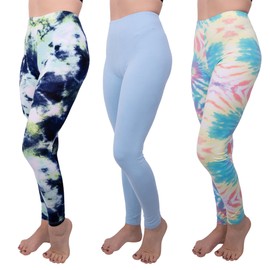 SPXTREME [3 Pack] Tie Dye Leggings for Women Athletic Lounge Yoga Pants 4-Way Stretch Super Soft and Comfy