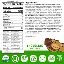 Orgain Organic Kids Nutritional Protein Shake, Chocolate, Healthy Kids Snacks, 8g Dairy Protein, 3g Fiber, 22 Vitamins & Minerals, No Soy Ingredients, Gluten Free, Non-GMO, 8.25 Fl Oz (Pack of 12)