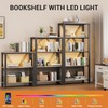 IDEALHOUSE 3 Tier Book Shelf with LED Lights, Grey Industrial