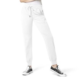 WonderWink AERO Women's Cargo Jogger Scrub Pant, White, M Tall