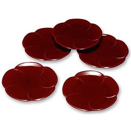 Yamaga Lacquerware Shop Meigatsuri Platter, Plum Shape, Shunkei Lacquerware, Set of 5, Kishu Lacquerware, Made in Japan, Painted Small Plate, Plate, Hospitality, Respect for the Aged Day