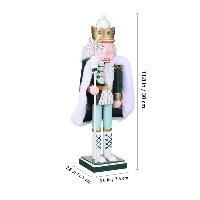 Healeved Large King Nutcracker Christmas Decor Figure 30cm Wooden King