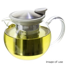 FORLIFE Bola Glass Teapot with Basket Infuser, 25oz./750ml., White