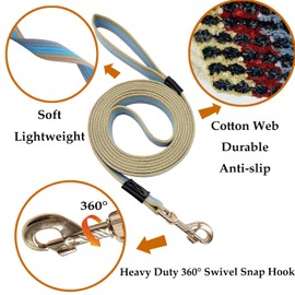 Shorven Soft Cotton Web Dog Leash Basic Training Walking Lead, 10FT Long, 1 Inch Wide Blue