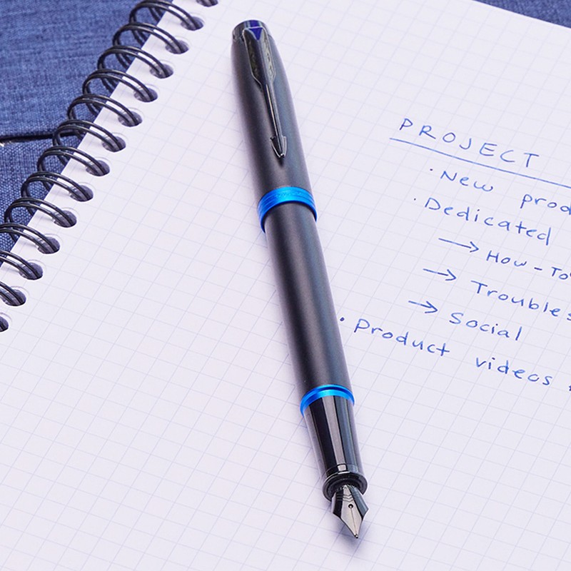 Parker IM Vibrant Rings Fountain Pen | Satin Black Lacquer
