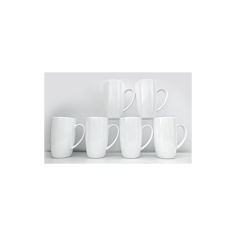 heritage White Latte Mugs Set of 6 by Chinacave -