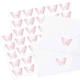 Whaline 500Pcs Butterfly Stickers Pink Foil Envelope Seal Stickers Self-Adhesive Decorative Decals for Greeting Invitation Cards Gift Wrapping