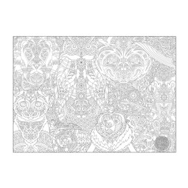 SJPRINTER Giant Coloring Poster for Kids and Adults - Creative Fun for Classrooms, Care Facilities, Schools, Groups and Families (AnimalsMandala, 30" x 42")