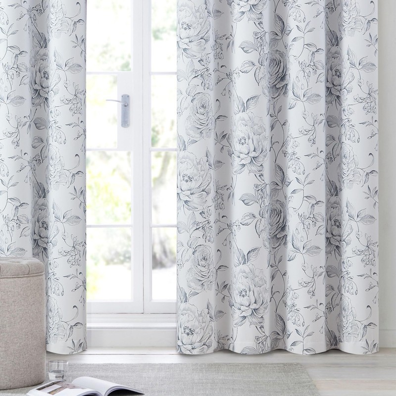 Beauoop Floral 100% Blackout Curtains 96 Inches Long 2 Panels