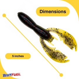 BAITFUEL PACA Craw Creature Bait Infused with Supercharged X55 Formula Gel | 5-Inch, Coosa Special