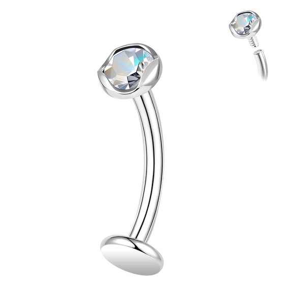ZS ASTM F136 Titanium Belly Button Ring, 14G Cubic Zirconia