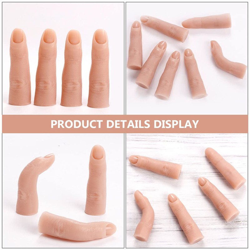 Silicone Practice Fingers for Acrylic Nails, Soft Nail Training Model