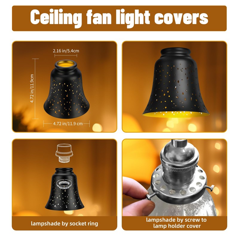 Ceiling Fan Light Covers, 6 Pack Pendant Light Shade Replacement