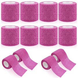WuGU WuGU 12 Rollen Selbstklebender Verband, Haftbandage Selbstklebend, Elastische Binde, Selbsthaftende Bandage, Geeignet f??r Stretch Sportler, Handgelenk, Fingern, Pet (Rosa 5 cm x 4,5 m)