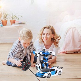 2.4 GHz Remote Control Deform Car Robot Toy 360 Degree Rotating One Button Transform RC Car Toy for Kids