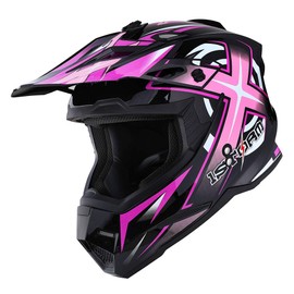1Storm Adult Motocross Helmet BMX MX ATV Dirt Bike Helmet Racing Style Glossy Pink; + Goggles + Skeleton Pink Glove Bundle