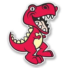 2 x 10cm/100mm Happy Pink T-Rex Dinosaur Window Cling Sticker Car Van Campervan Glass #6687