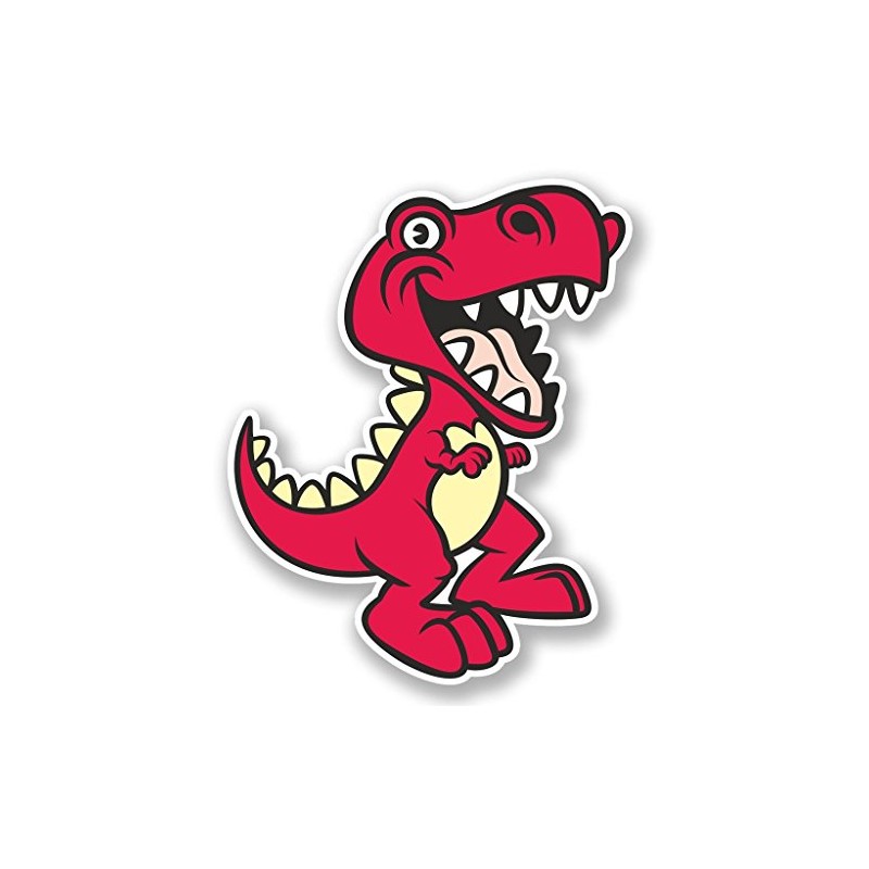 2 x 10cm/100mm Happy Pink T-Rex Dinosaur Window Cling Sticker