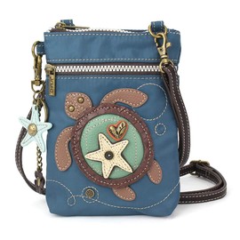 CHALA Crossbody RFID Cell Phone Purse - Women Nylon/Faux Leather Multicolor Handbag with Adjustable Strap Venture - Turtle - turquoise