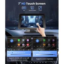podofo Podofo Portable Car Stereo Wireless Carplay Android Auto,7 Inch Touch Screen Car Radio with Bluetooth Hands-Free/Mirror Link/Maps Navigation/Voice Control/TF Card/AUX,for Cars, Trucks, SUVs