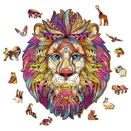 Wooden Puzzles for Adults,Wooden Jigsaw Puzzles Lion,Wood Puzzles Adult Fun Challenge Family Game Creative Gifts for Friends Family 109pcs.