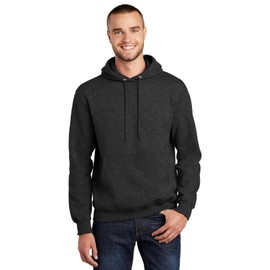 Port & Co Essential Fleece Pullover Hooded Sweatshirt-PC90H-2XL-Black Heather