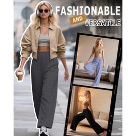 Huukeay 3 Pack Women's Lounge Pants, Cozy Wide Leg Lounge Slacks with Pockets Loose Flowy Yoga Sweatpant Workout Comfy Jogger(Black, Dark Gray, Light Blue,Small)