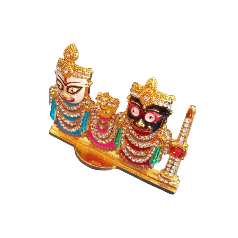 BEXCO Stone Studded Lord Jagannath, Balabhadra, Subhadra Idol with Sudarshan