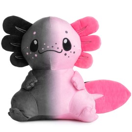 corimori Axolotl Plush Toy Grey, Pink, 25 cm, Freckles the Harlequin Axolotl, Cute Cuddly Toy